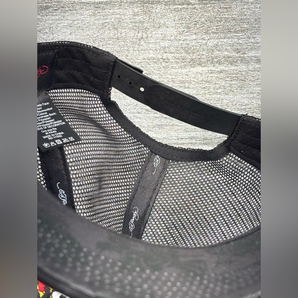 NWOT Ed Hardy DEH Mesh Snapback Trucker Hat Cap Lion Head Tattoo Black OSHA - Picture 11 of 13